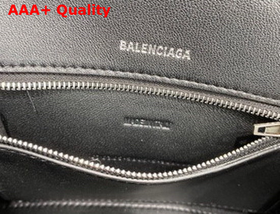 Balenciaga Womens Hourglasses Small Top Handle Bag in Black Fake Shearling Replica