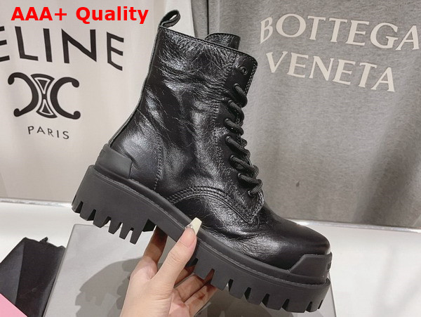 Balenciaga Womens Strike Lace Up Boot in Black Replica