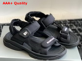 Balenciaga Womens Tourist Sandal in Black Technical Material Replica