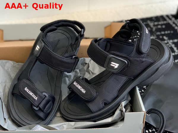 Balenciaga Womens Tourist Sandal in Black Technical Material Replica