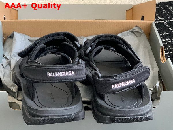 Balenciaga Womens Tourist Sandal in Black Technical Material Replica