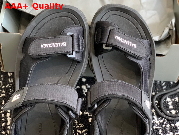 Balenciaga Womens Tourist Sandal in Black Technical Material Replica