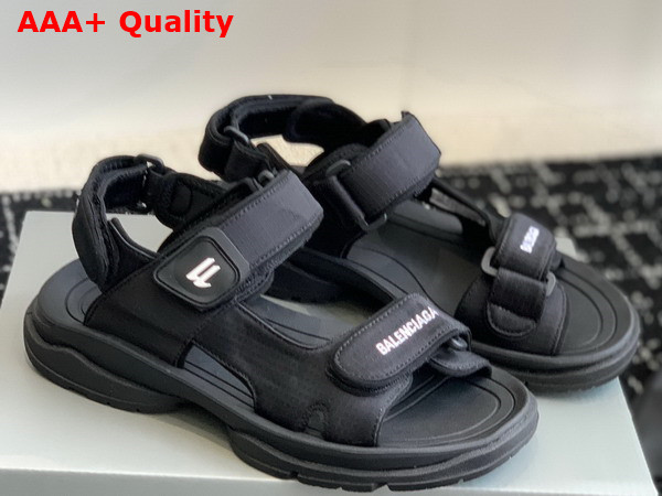 Balenciaga Womens Tourist Sandal in Black Technical Material Replica