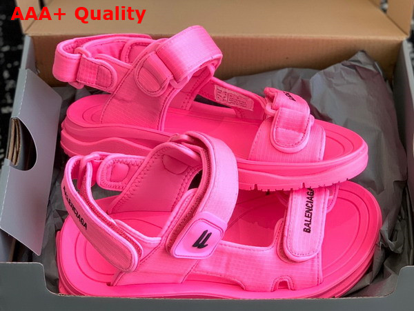 Balenciaga Womens Tourist Sandal in Pink Technical Material Replica