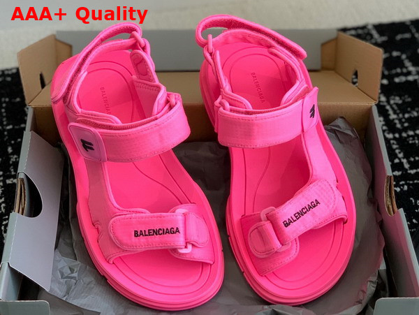 Balenciaga Womens Tourist Sandal in Pink Technical Material Replica