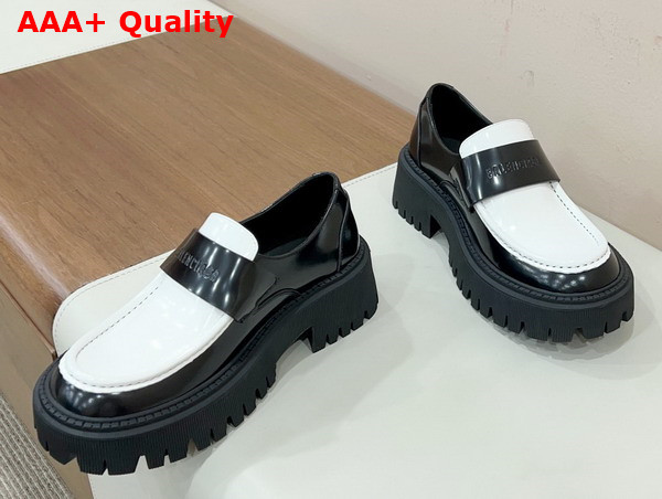 Balenciaga Womens Tractor Loafer in Black and White Smooth Calfskin Replica