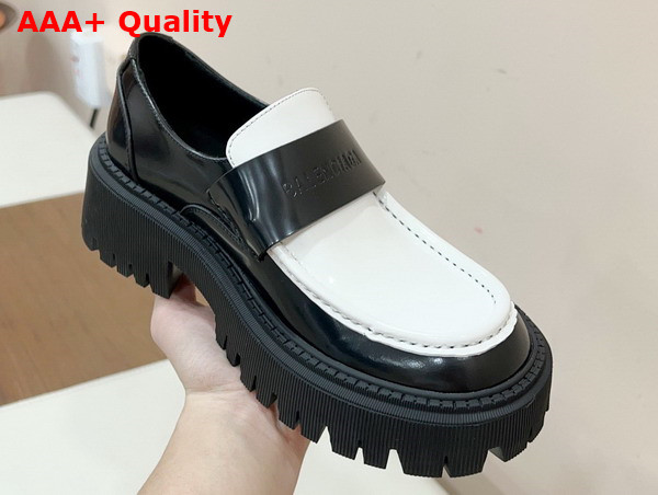 Balenciaga Womens Tractor Loafer in Black and White Smooth Calfskin Replica