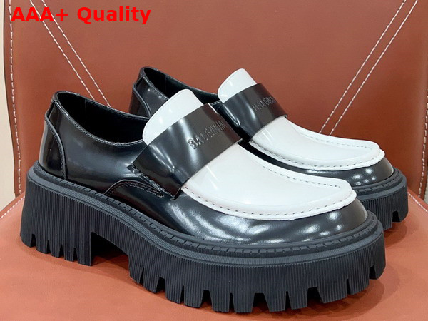 Balenciaga Womens Tractor Loafer in Black and White Smooth Calfskin Replica