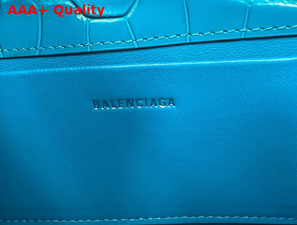 Balenciaga XX Small Flap Bag in Blue Shiny Super Supple Crocodile Embossed Calfskin Aged Silver Hardware Replica