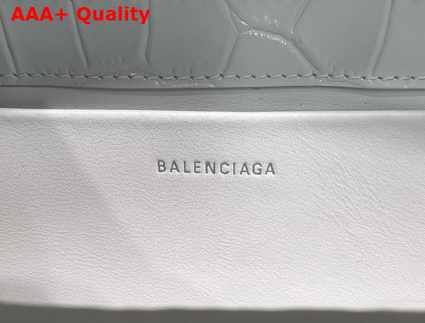 Balenciaga XX Small Flap Bag in White Shiny Super Supple Crocodile Embossed Calfskin with Aged Silver Hardware Replica