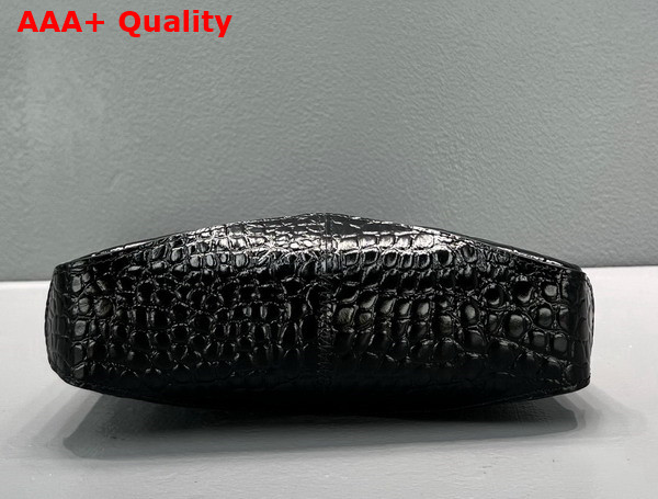 Balenciaga XX Small Hobo Bag in Black Super Supple Crocodile Embossed Calfskin Aged Gold Hardware Replica