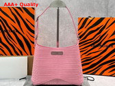 Balenciaga XX Small Hobo Bag in Pink Super Supple Crocodile Embossed Calfskin Aged Silver Hardware Replica