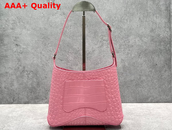 Balenciaga XX Small Hobo Bag in Pink Super Supple Crocodile Embossed Calfskin Aged Silver Hardware Replica