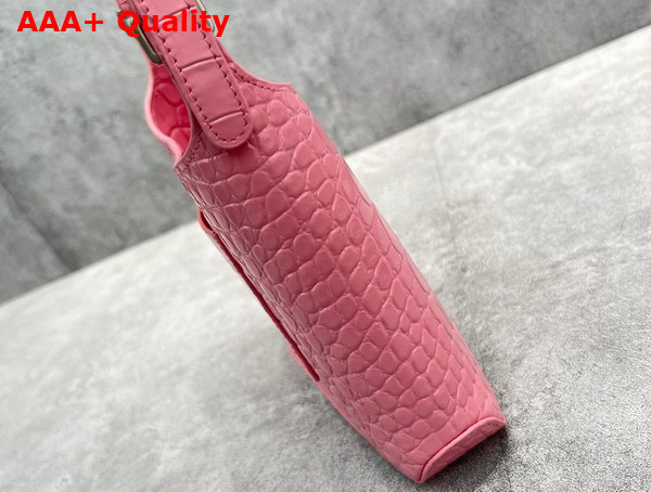 Balenciaga XX Small Hobo Bag in Pink Super Supple Crocodile Embossed Calfskin Aged Silver Hardware Replica