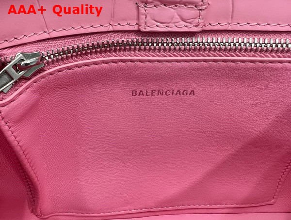 Balenciaga XX Small Hobo Bag in Pink Super Supple Crocodile Embossed Calfskin Aged Silver Hardware Replica