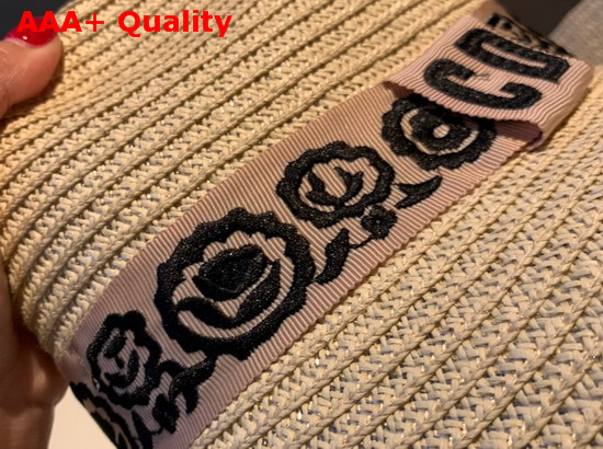 Dior Mexican Daytime Roses Hat in Beige Woven Paper Replica