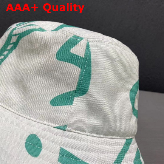 Dior and Shawn Bucket Hat White and Green Cotton Canvas Replica