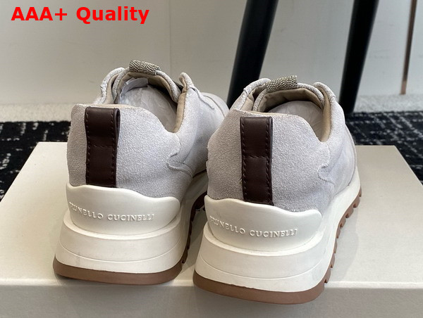 Brunello Cucinelli Suede Runners in Grey Replica