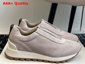 Brunello Cucinelli Suede Runners in Light Grey Replica