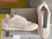 Brunello Cucinelli Suede Runners with Shearling Lining and Precious Detail Beige Replica