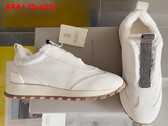 Brunello Cucinelli Suede Runners with Shearling Lining and Precious Detail White Replica