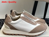 Brunello Cucinelli Suede and Calfskin Runners Beige and White Replica