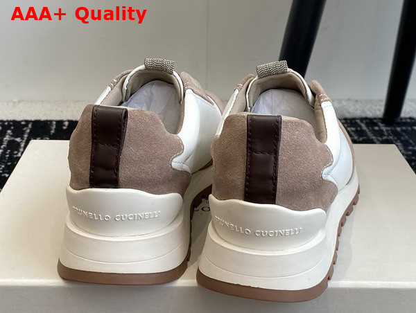 Brunello Cucinelli Suede and Calfskin Runners Beige and White Replica