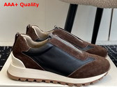 Brunello Cucinelli Suede and Calfskin Runners Tobacco and Black Replica