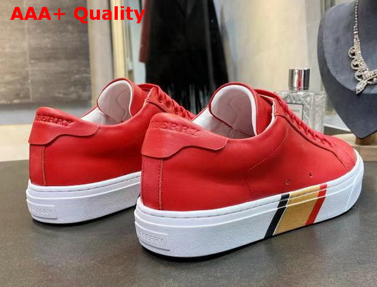 Burberry Bio Based Sole Leather Sneakers in Bright Red Calf Leather Replica