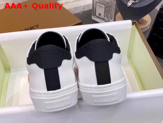 Burberry Bio Based Sole Leather Sneakers in Optic White and Black Calf Leather Replica