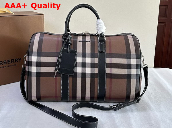 Burberry Boston Holdall Dark Brich Brown Topstitched Leather Replica