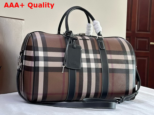 Burberry Boston Holdall Dark Brich Brown Topstitched Leather Replica