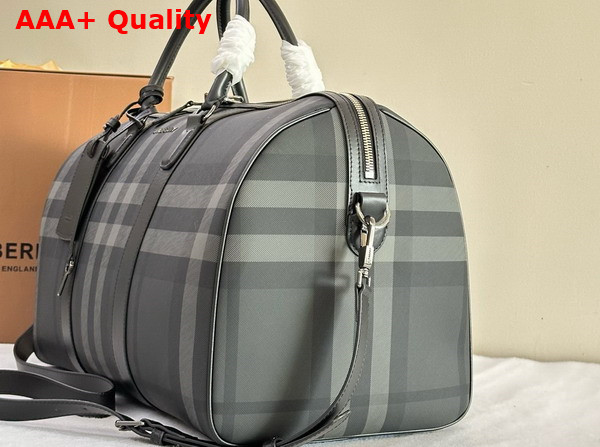 Burberry Boston Holdall in Charcoat Burberry Check Trimmed with Smooth Calf Leather Replica