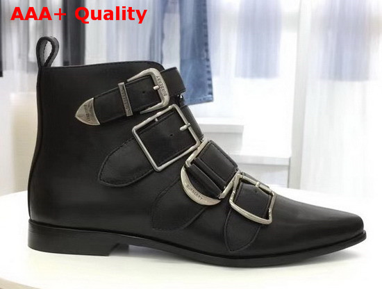 Burberry Buckle Detail Leather Ankle Boot in Black Calfskin Replica