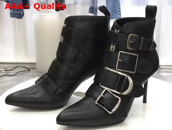 Burberry Buckle Detail Leather High Heel Boot in Black Calfskin Replica