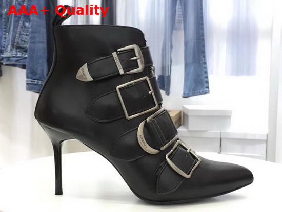 Burberry Buckle Detail Leather High Heel Boot in Black Calfskin Replica