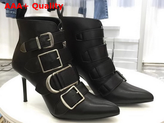 Burberry Buckle Detail Leather High Heel Boot in Black Calfskin Replica