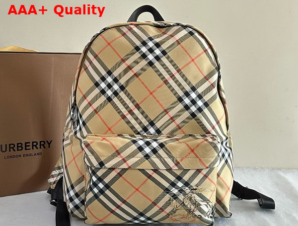 Burberry Check Backpack in Sand Replica