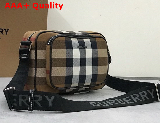 Burberry Check Canvas Crossbody Bag Dark Birch Brown Replica