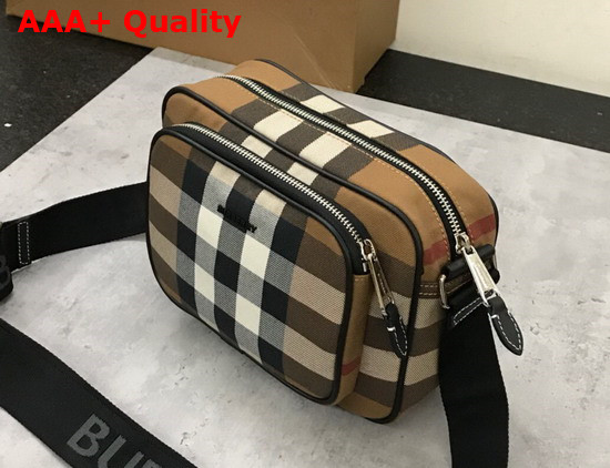 Burberry Check Canvas Crossbody Bag Dark Birch Brown Replica