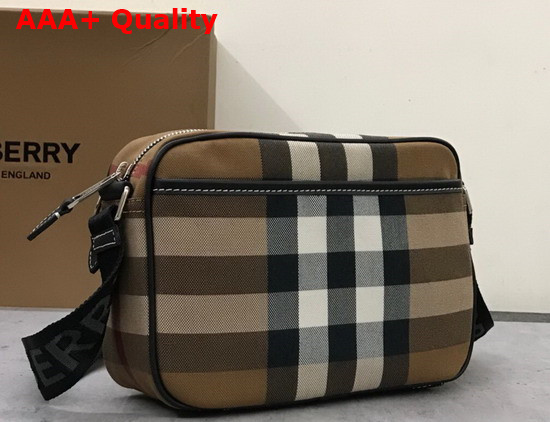 Burberry Check Canvas Crossbody Bag Dark Birch Brown Replica