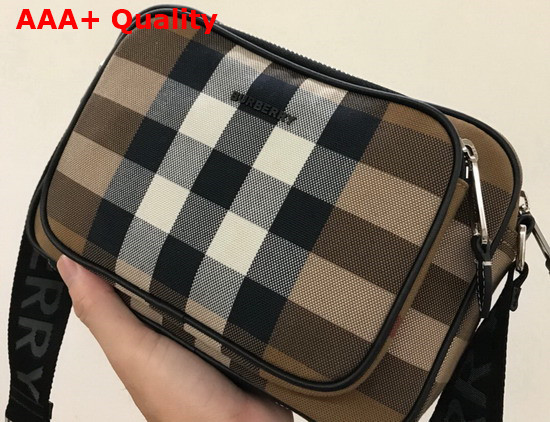 Burberry Check Canvas Crossbody Bag Dark Birch Brown Replica