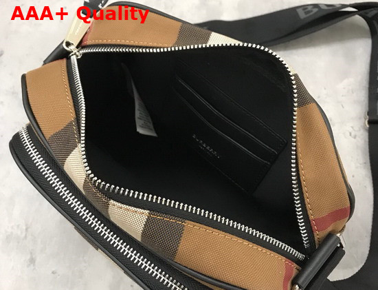 Burberry Check Canvas Crossbody Bag Dark Birch Brown Replica