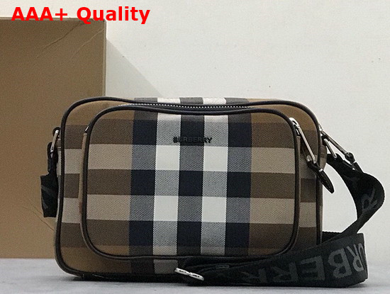 Burberry Check Canvas Crossbody Bag Dark Birch Brown Replica