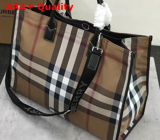 Burberry Check Cotton Tote Birch Brown Replica