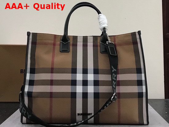 Burberry Check Cotton Tote Birch Brown Replica