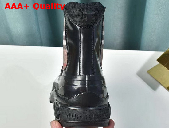 Burberry Check Detail Coated Canvas Chelsea Boots in Black Replica