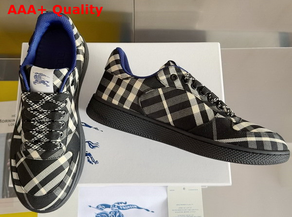 Burberry Check Terrace Sneakers in Black Cotton Blend Woven Replica