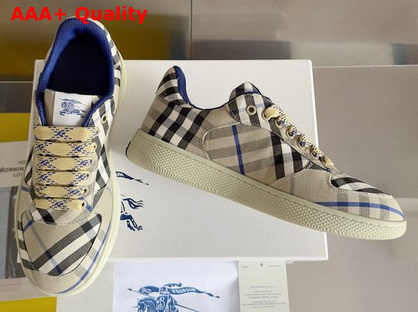 Burberry Check Terrace Sneakers in Lichen Cotton Blend Woven Replica