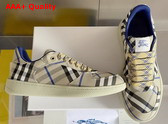 Burberry Check Terrace Sneakers in Lichen Cotton Blend Woven Replica